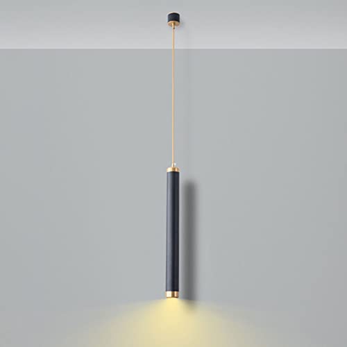 Suspension indoor cylindrique noire luminaire suspendu design long tube minimaliste 42cm