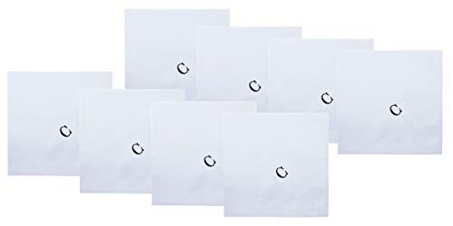 Retreez 8 Piece Pure Cotton Initial Monogrammed Men's Handkerchiefs Hanky Gift Box Set - Set C Initial