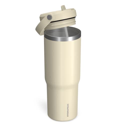 Hydrapeak Nomad 32 Oz Tumbler With Handle And Straw Lid | Stainless Steel Insulated Tumblers | Travel Mug For Hot And Cold Beverages, Thermos Travel Coffee Mug (Modern Cream) #TOP3