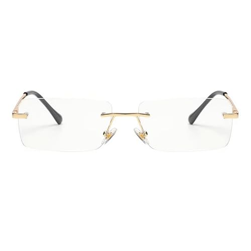 Image of Dervin UV Protected Retro Rectangular Rimless Sunglasses with Spring Hinges for Men and Women