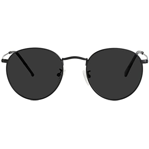 Image of Kursan Small Round Metal Polarized Sunglasses for Men Women Mirrored Lens Classic Circle Sun Glasses