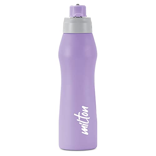 MILTON Active 1000 Stainless Steel Water Bottle with Spout Lid and String, 885 ml Water Bottles, Single Walled, Leak-Proof, Rust-Free Steel Bottle, Easy Grip, Easy to Carry, Travel Bottle, Purple