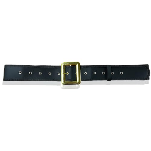 Santa Belt | Men's Pirate Belt | Womens Black Belts | Large Gold Buckle Belts | Santa Costume Accessories | Pirate Costume Accessory | Christmas Santa Belly Accessory | Black | 57