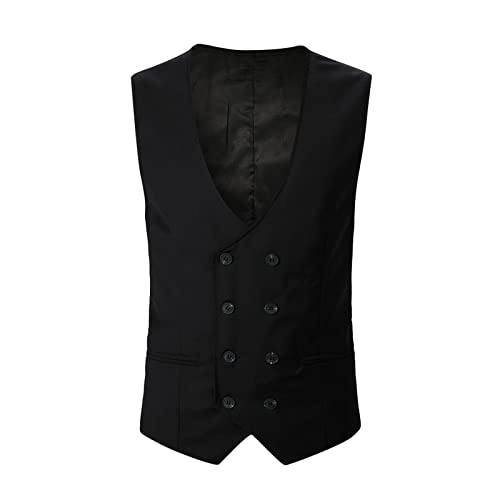 Gilet de costume homme croisé col en V coupe slim avec poches fonctionnelles
