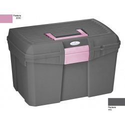 Coffre de pansage robuste avec double compartiment amovible rose - 3