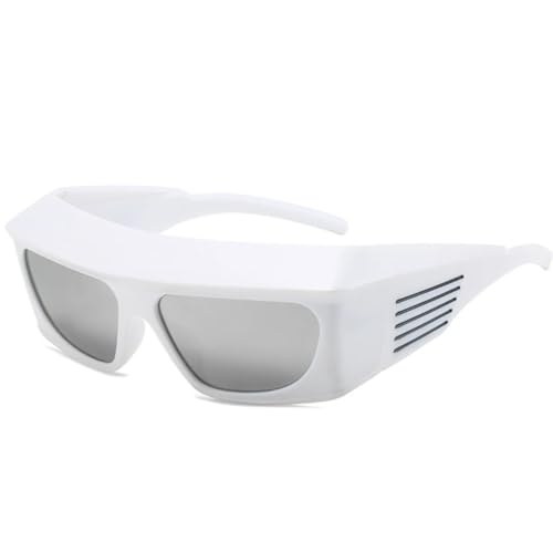 Lunettes de soleil de sport steampunk rectangulaires verres UV400 surdimensionnées