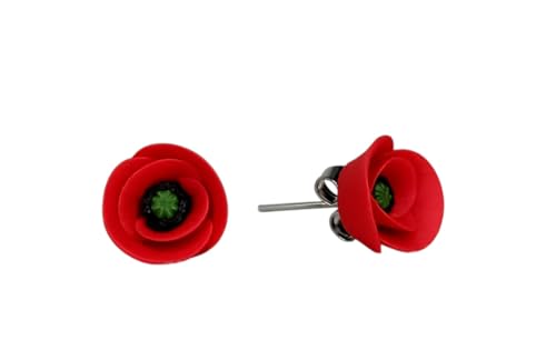 Boucles d’Oreilles Coquelicot Artisanales en Pâte Polymère Made in Italy – Fleurs Modelées à la Main, Tiges Acier Inoxydable, Coffret Cadeau