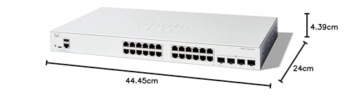 Cisco Catalyst 1300-24T-4G Managed Switch, 24 Port GE, 4x1GE SFP, Limited Lifetime Protection (C1300-24T-4G)