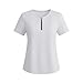 Quarter Zip Tops for Women Short Sleeve Crew Neck Slim Fitted Basic Blouse Summer Fashion Casual Outfits 2026 White