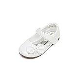DREAM PAIRS Angel-5 Adorable Mary Jane Side Bow Buckle Strap Ballerina Flat White Pat 6 M US Toddler