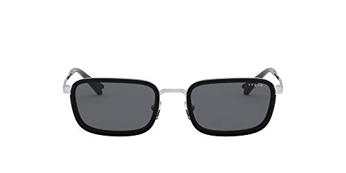 Vogue Eyewear Women's VO4166S Millie Bobby Brown x Collection Rectangular Sunglasses, Silver/Dark Grey, 47 mm