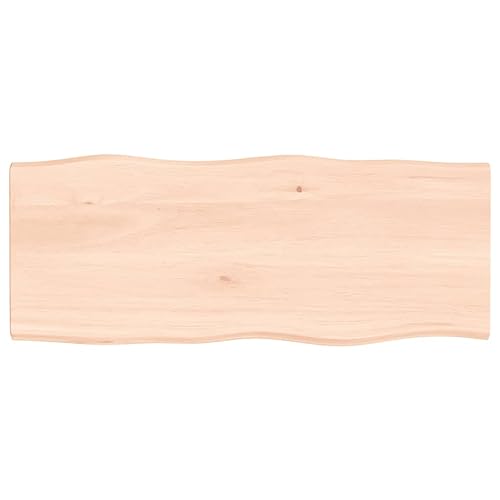 vidaXL Tischplatte, Holzplatte für Tisch Esstisch Couchtisch, Massivholzplatte Handgefertigt mit Baumkante, Ersatztischplatte, 100x40x2cm Massivholz Eiche Unbehandelt