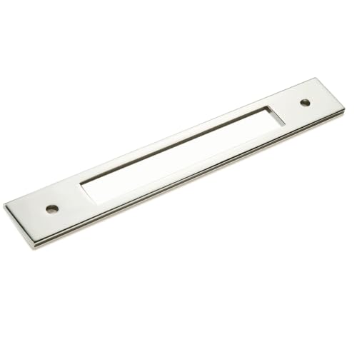 khtumeware | Cabinet Backplate | Polished Nickel | 12 Inch（305 mm) Center to Center | Backplates | 5 Pack | Cabinet Pull Backplate | Drawer Handle | Solid Cabinet Hardware
