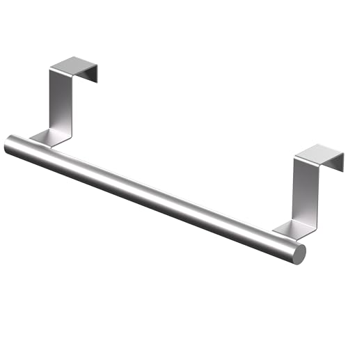 Qflushor Over Cabinet Towel Bar 9" Kitchen Towel Rack - Silver, Stainless Steel Towel Holder for Cabinet - 1 Pack