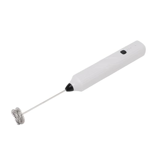 Montalatte Elettrico, Portatile Multifunzionale Efficiente, Macchina per Schiuma di Latte in Acciaio Inossidabile per Caffè, Bevande, Gelato (Bianca)