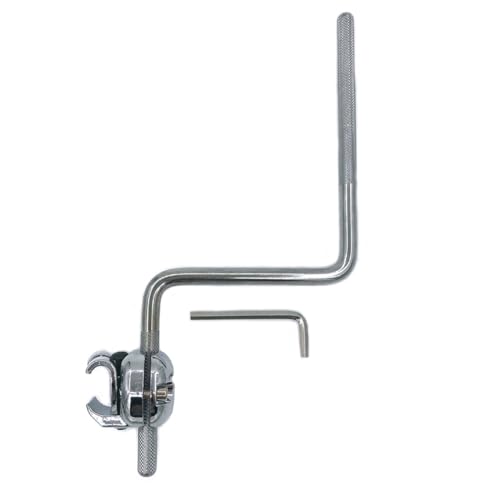 TUOREN Bass Drum Hoop Cowbell Mount Bracket, Z Shape Percussion Mount Rod with Tom Hoop Clamp, 3/8" Drum Rod Cowbell Mounting Bracket for Jam Block Tambourine Splash Cymbal Mount