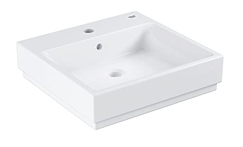 GROHE vasque à poser Cube ceramic, largeur 50 cm, profondeur 49 cm, lavabo avec trop-plein, porcelaine vitrifiée, traitement anti-bacterien, blanc alpin,...