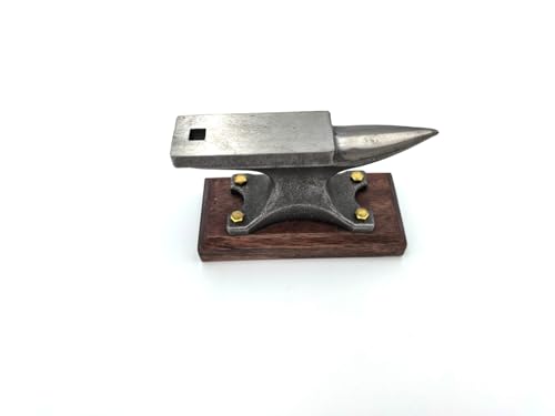 Shopdp 1.7Lbs Mini Horn Anvil Forged Iron Anvil with Wenge Wood Shock-Absorbing Base for Blacksmithing Jewelry Making and Metalworking