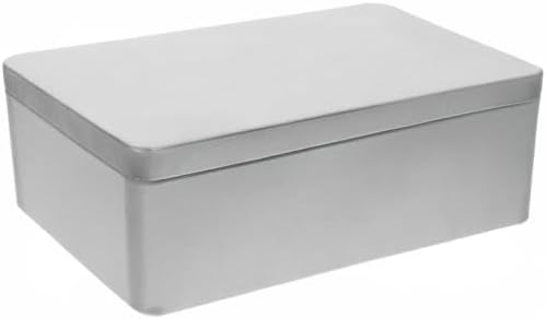 Miniatura 10 de Caja de lata de metal,Tapa con bisagras de metal,Contenedores de almacenamiento de hojalata vacíos rectangulares con tapas,Plata