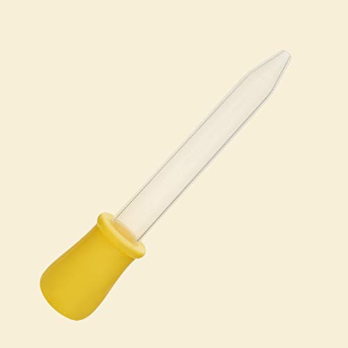 FinukGo Niño Utensilios Transparente Plástico Silicona Bebé Medicina Gotero Cuchara Pipeta Líquido Alimentación Bureta Dispositivo de alimentación Niños - Amarillo