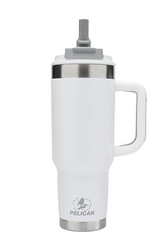 HydrationHub USA Pelican Porter™ Dual - 40 oz. Dual Lid, Recycled Double Wall Stainless Steel Travel Tumbler, Bright White