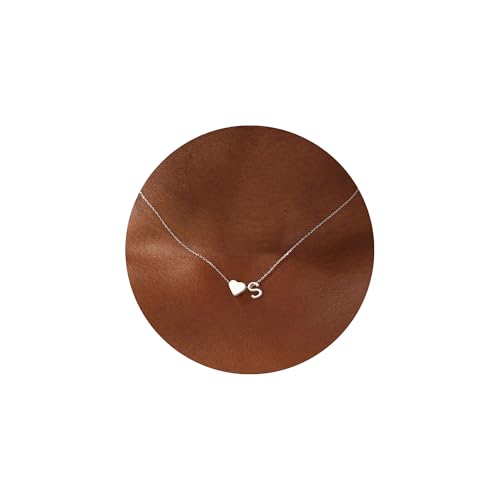 TINGN Chaîne en or et argent avec pendentif en forme de cœur avec lettres de A à Z pour femmes...