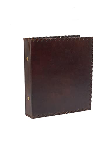 ROOGU Lederordner A5 – Glattes Echtleder – Handmade in Indien – Minimalistisches Ringbuch – 2-Ring System – Büffelleder Aktenordner für DIN A5 Klarsichthüllen