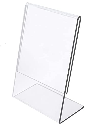 Image of Parikshit Sublimation 6x4 inch 1pcs Portrait Acrylic Sign Holder Table Top Display Stand for Exhibition Menu Photo Flyer Brochure (4X6 Inch - 1pc, Portrait)