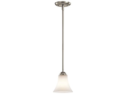 80% Off Discount Kichler Keiran 6.75" 1 Light Mini Pendant with Satin Etched White Glass in Brushed Nickel