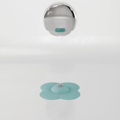 Umbra Bloom Drain Stop and Hair Catcher – Dual Purpose Bathtub Drain Strainer and Stopper with Decorative Floral Design, Anti-Clog Bathroom Accessory for Tubs and Showers – Lagoon Blue - Image 2
