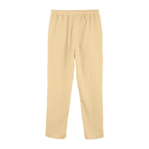 Xiaojmake Summer Linen Casual Long Pants for Men Elastic Waist Straight Leg Joggers Beach Boho Pants Vacation Lounge Trousers3