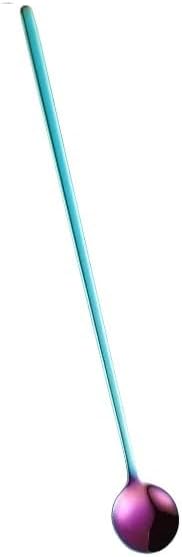 Silverware Flatware Set, 1/4/6/8/10/12 Pieces 304 Stainless Steel Spoons Long Handle Coffee Spoon Bar Ice Spoon Seasoning Stirring Spoon Mug Spoon (Color : Rainbow, Size : 12Pcs)