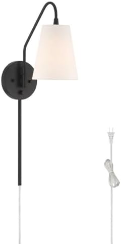 Hunter - Valley Park 1-Light, Medium Size Sconce, with Dimmer Switch, Transitional Style, Bulb Included, Adjustable Head, for Bedrooms, Kitchens, Dining, Living Rooms, Nooks (Matte Black)