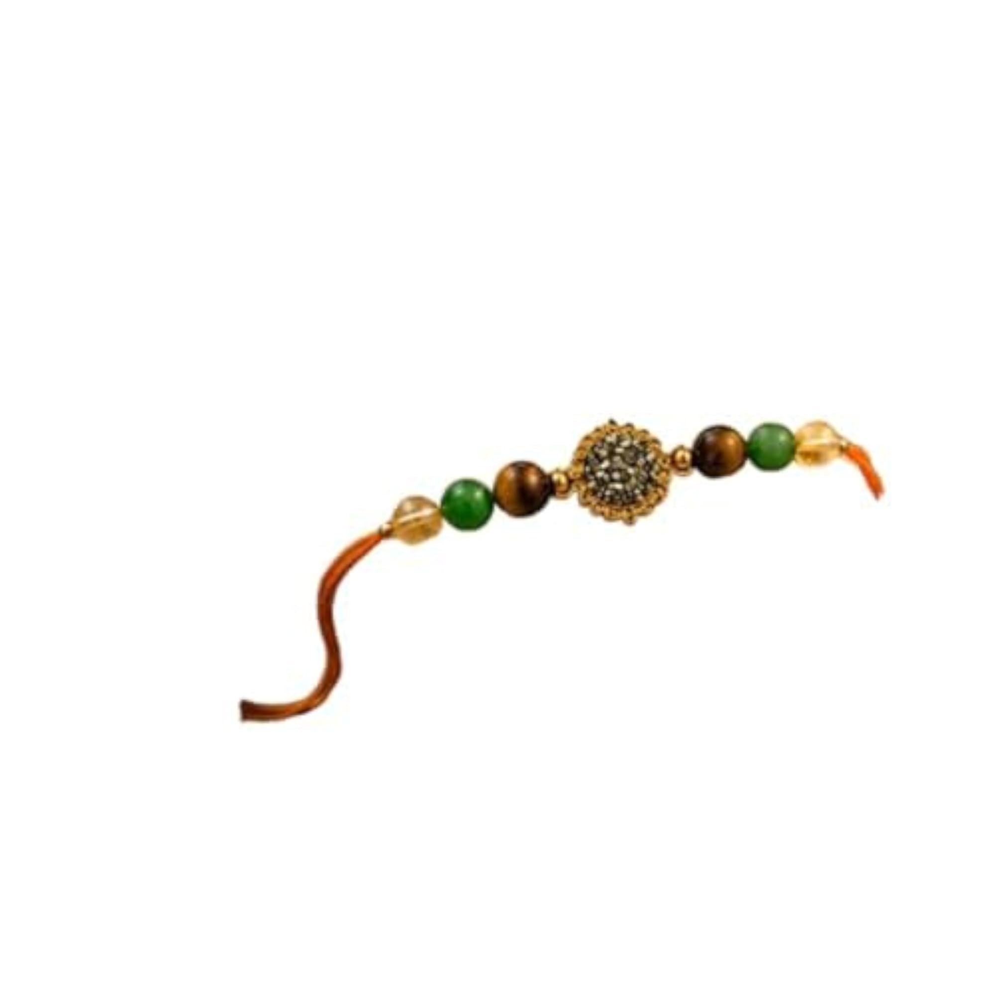 Money Magnet Rakhi with Natural Pyrite Charm, Handmade