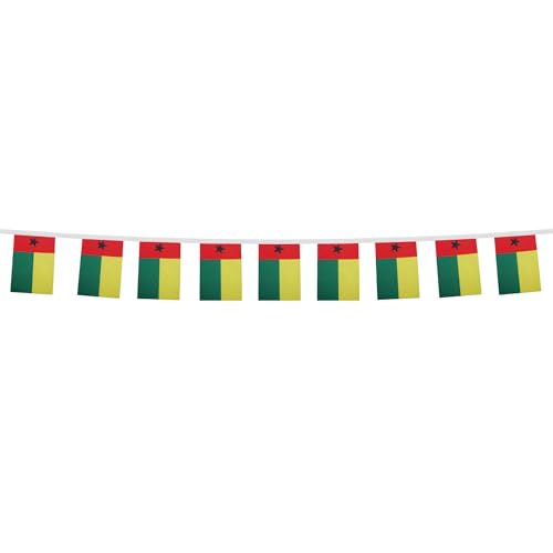 Image of AZ FLAG Guinea-Bissau 6 meters BUNTING Flag 20 flags 9'' x 6'' - Bissau-Guinean STRING flags 15 x 21 cm