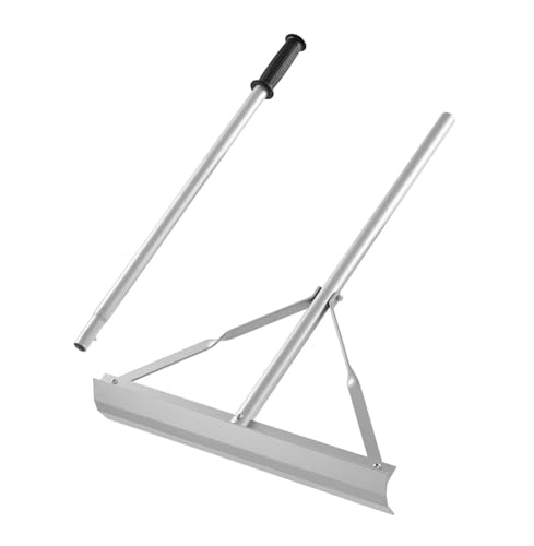 Landscape Rake 60 inch Handle 20 inch Wide Head Large Heavy Duty Aluminum Landscaping Level Asphalt Rake Tool for Asphalt & Land Leveling Concrete Paving Sand Flattening No Teeth