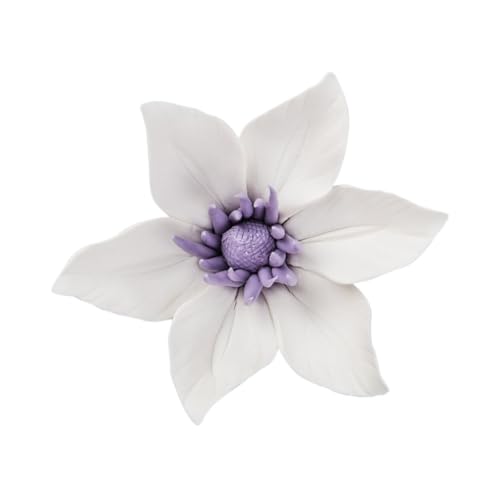 Toyvian Decoración de Pared de Flores Cerámicas Forma de Clemátide Blanca Adorno Artístico para Interiores y Exteriores Adecuado y Fácil Instalación para Dormitorio y Jardín