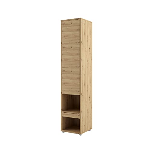 MEBLINI Schrank für Schrankbett Bed Concept - Hochschrank mit Ablagen, Fächern und Schublade - Nachttisch - BC-07 - Artisan Eiche