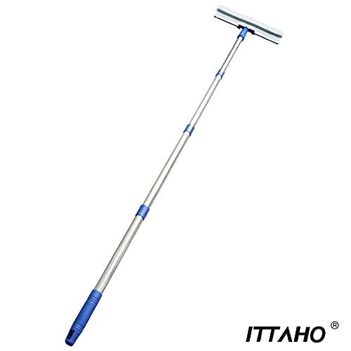 ITTAHO 12"Window Squeegee,Window Cleaning Tools Kit with Long Handle,Window Washer,Squeegee Shower Cleaner for Shower Door Glass Car Windshield Indoor Outdoor High Window Cleaning
