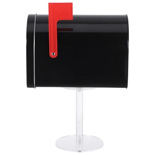 HOMSFOU Mini House Mailbox Decor Metal Mini Mailbox with Stand Tinplate Post Box Outdoor Ornament for Apartments Villas Small Space