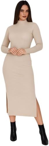 Vestido Manga Longa Gola Alta Inverno Midi Patrícia