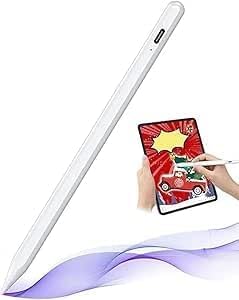 Universal Active Stylus Pen with Quick Charge, Palm Rejection & Tilt Sensor | Compatible with Smart Phones, Tablets for Writing, Drawing & Handwriting (White)