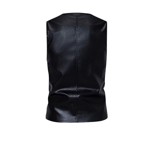 Faux Leather Vests For Men Retro Steampunk Formal Suit Vest Herringbone V Neck Vintage Disco Party Dress 80s Outfits3