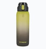 TREXO Haust Trinkflasche 1000 ml Gelb/Schwarz – Edelstahl, Tritan, ABS, Thermosflasche, geruchsresistent, breiter Flaschenhals, schneller Verschluss, ideal für Fitness & Cardio