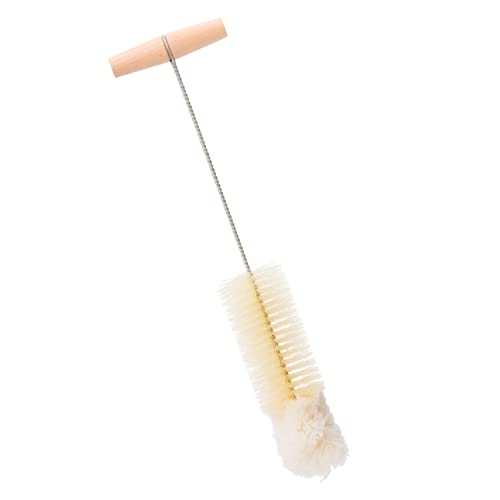 Redecker Bottle Brush with Beechwood Grip, for Soda Bottles/Jars/Specialty Glassware, Tampico Fiber and Wool Bristles, 14 Inches Long, Made in Germany