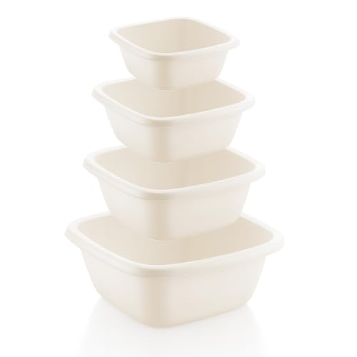 BORNSHINE Bassine Carrée en Plastique Sans BPA – Cuvette Résistante et Légère – Design Moderne et Polyvalent – Usage Cuisine, Entretien, Lavage,...