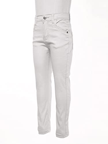 JEATHA Kids Boys Casual Cargo Pants Elastic Waistband Solid Color Slim School Uniform Chino Trousers3