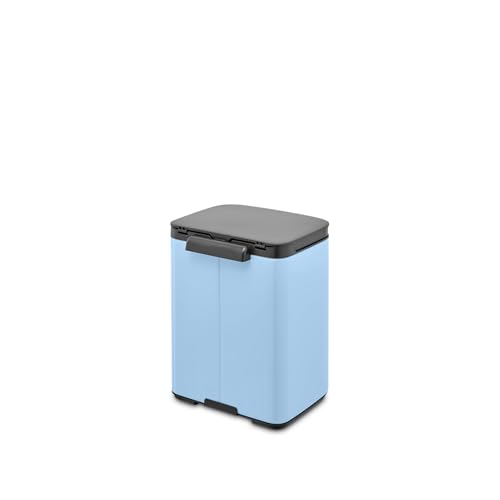 Image of Brabancia 224003 Trash Can with Lid, Manual Type, Water Resistant, 4L Width 7.9 x Depth 6.8 x Height 10.7 inches (20 x 17.2 x 27.2 cm), Made in Belgium, Bo Westbin, Dreamy Blue