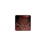 GoldGifts Silver Choker Necklace for Women, Dainty Minimalist Simple Thin Lightweight Collar Choker, Stainless Steel Hypoallergenic Fashion Trendy Necklace, Open Cuff Bangle Jewelry