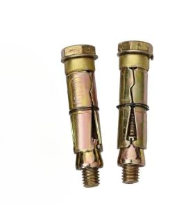 HONEYFEEL India Anchor Fasteners,Size 8 mm, 2 PCS For Air Conditioner Stand and Other all (Gold)(Iron, [Round ])